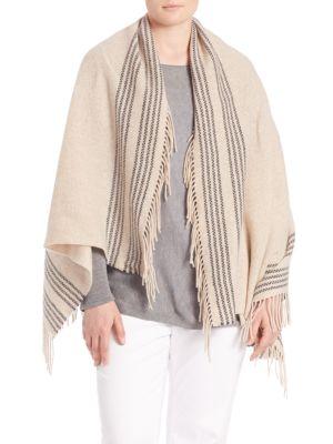 Eileen Fisher, Plus Size Striped Fringe Shawl