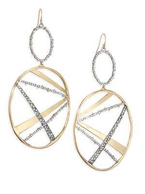 Alexis Bittar Elements Plaid Crystal & 10k Yellow Gold Drop Earrings