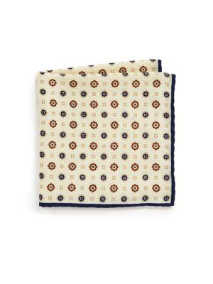Saks Fifth Avenue Collection Printed Wool & Silk Pocket Square