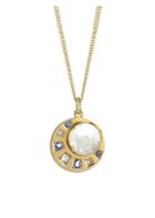 Renee Lewis 18k Yellow Gold, Sapphire & Diamond Shake Pendant Necklace