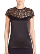 Nanette Lepore Fitted Cap Sleeve Silk Top