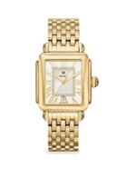 Michele Watches Deco Madison 18k Gold Diamond Dial Bracelet Watch