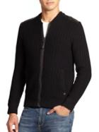 Madison Supply Cotton & Leather Knit Bomber Jacket