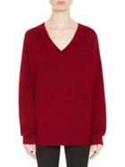 Prada Elbow Patch Wool & Cashmere V-neck Sweater