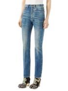 Gucci Embroidered Stone Wash High-waist Jeans