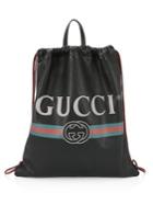 Gucci Leather Drawstring Backpack