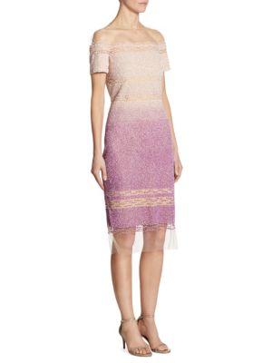 Pamella Roland Sequin Off-the-shoulder Embellished Dress