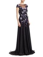 Theia Embellished Cap-sleeve Gown
