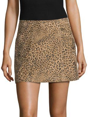 Joie Rodgers Leopard Print Suede Mini Skirt
