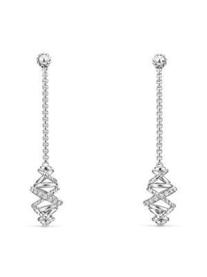 David Yurman Crossover Chain Drop Earrings With Diamonds