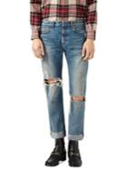 Gucci Embroidered Ribbon Distressed Jeans