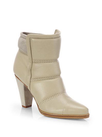 Chloe Padded Leather & Suede Runway Ankle Boots