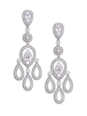 Adriana Orsini Pave Pear Chandelier Earrings/silvertone