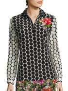 Etro Flower-embroidered Polka Dot Silk Shirt