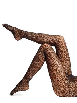 Wolford Floral Swarovski Crystal Lace Tights