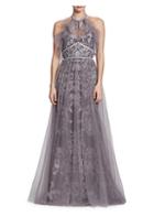 Marchesa Notte Embroidered Halter Tulle Gown