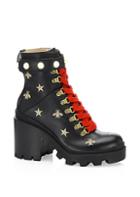 Gucci Leather Embroidered Ankle Boots