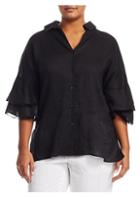 Marina Rinaldi, Plus Size Ruffle Sleeve Button-down Shirt