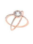 Michael Kors Crystal Double-band Ring/rose Goldtone