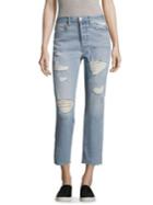 Frame Le Original Distressed High Rise Straight Jeans