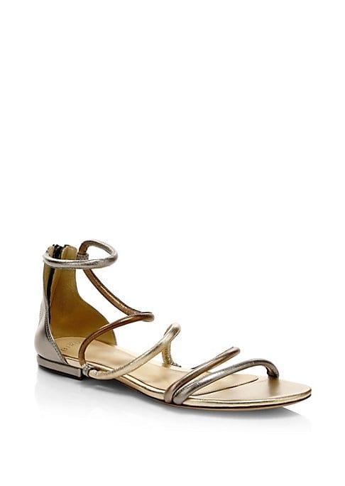 Alexandre Birman Gianny Flat Metallic Sandals