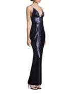 Abs Sequin Deep V-neck Gown