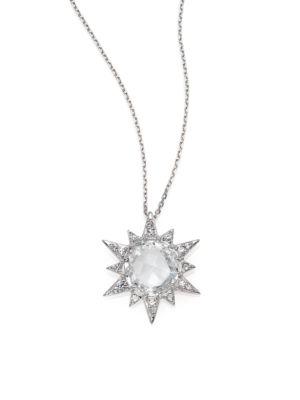 Anzie Aztec White Topaz, White Sapphire & Sterling Silver Starburst Pendant Necklace