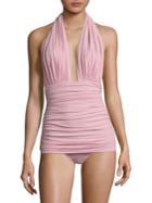 Norma Kamali Ruched Halter Swimsuit