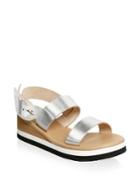 Ancient Greek Sandals Clio Metallic Leather Wedge Sandals