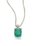 John Hardy Classic Chain Diamond, Emerald & Sterling Silver Pendant Necklace