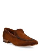 A. Testoni Brandy Burnished Suede Loafers