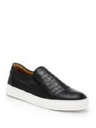 Saks Fifth Avenue Collection Croc-embossed Leather Slip-on Sneakers