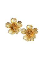 Oscar De La Renta Delicate Flower Goldtone Stud Earrings