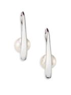 Majorica Rain 10mm White Pearl & Sterling Silver Bar Earrings