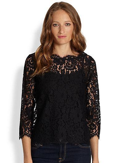 Joie Elvia Sheer Lace Button-back Top