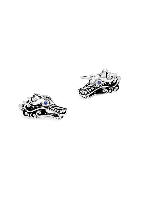 John Hardy Legends Naga Silver & Blue Sapphire Stud Earrings