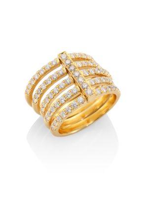 Carelle Moderne Pave Diamond & 18k Yellow Gold Penta Midi Ring