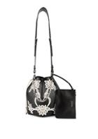 Alexander Mcqueen Embroidered Leather Bucket Bag