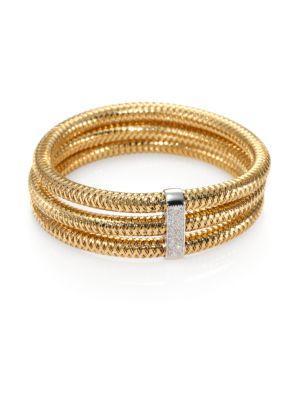 Roberto Coin Primavera Diamond & 18k Yellow Gold Multi-row Woven Bracelet