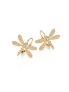 Temple St. Clair Dragonfly Pave Diamond & 18k Yellow Gold Earrings