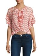 The Kooples Ruffled Lace-up Silk Blouse
