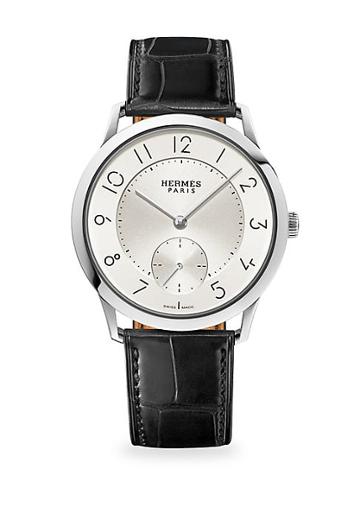 Hermes Watches Slim D'hermes Manufacture, Stainless Steel & Alligator Strap Watch