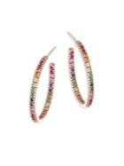 Sydney Evan Rainbow Sapphire & 14k Rose Gold Medium Hoop Earrings/0.75