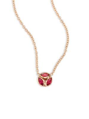 Melissa Kaye Hazel Ruby & 18k Pink Gold Pendant Necklace