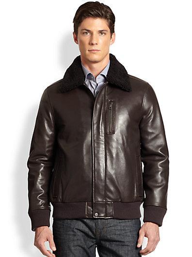 Andrew Marc Shearling & Leather Bomber Jacket
