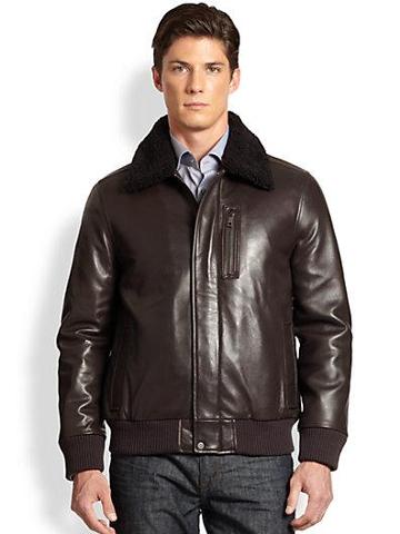 Andrew Marc Shearling & Leather Bomber Jacket