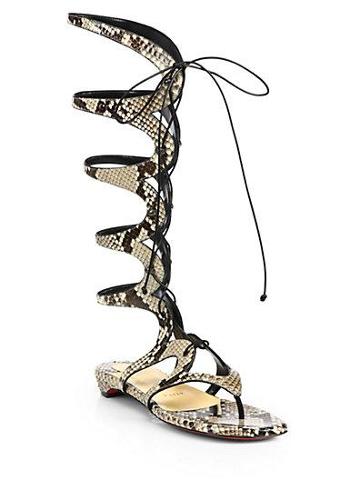 Christian Louboutin Girafina Python Gladiator Sandal Boots