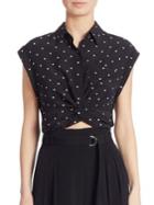 T By Alexander Wang Knotted Cropped Silk Shirt