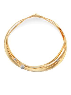Marco Bicego Masai Diamond, 18k Yellow Gold & 18k White Gold Multi-row Necklace