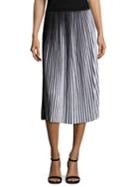 Lafayette 148 New York Striped Plisse Cotton Skirt